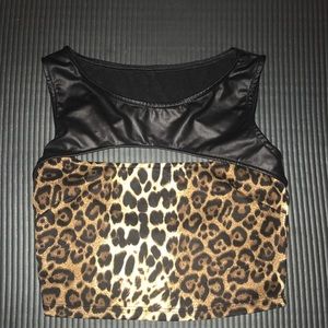 Cheetah print with leather straps crop top